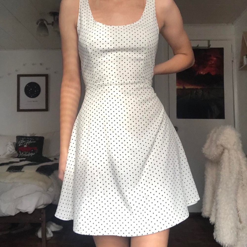 Zara White & Black Polka Dot Dress